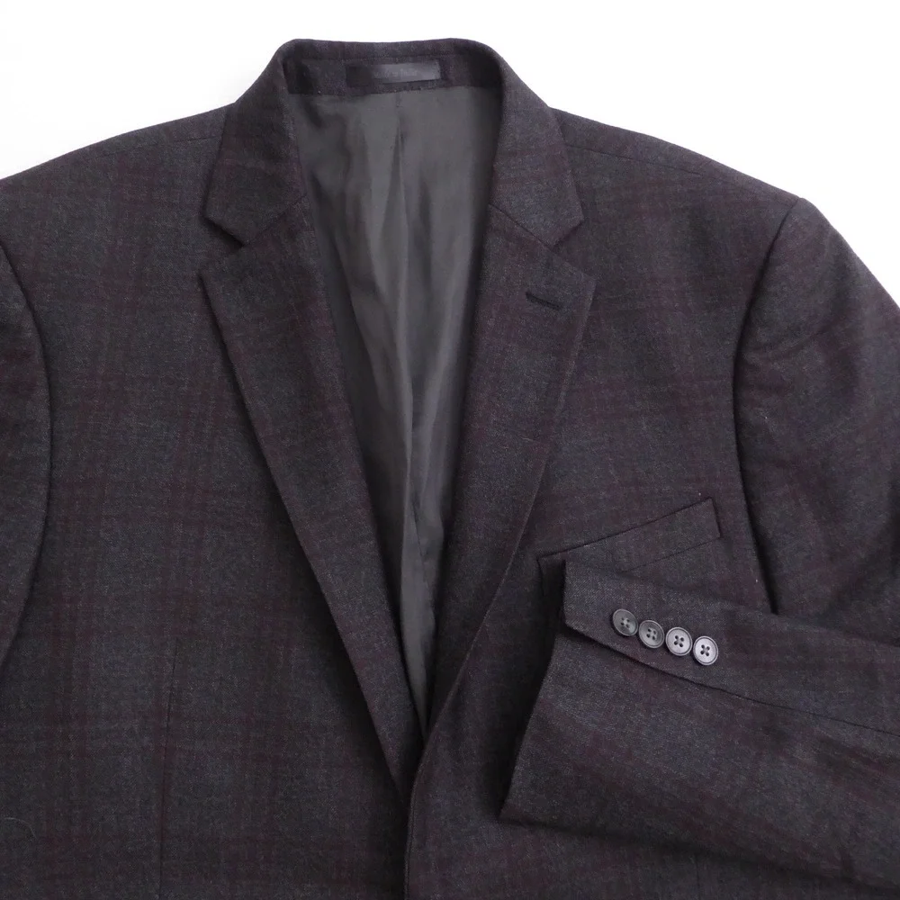 Calvin Klein Mens Blazer Jacket Grey Plaid Extreme Slim Fit 44R